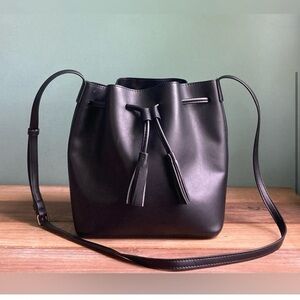 J.Crew black leather bucket crossbody